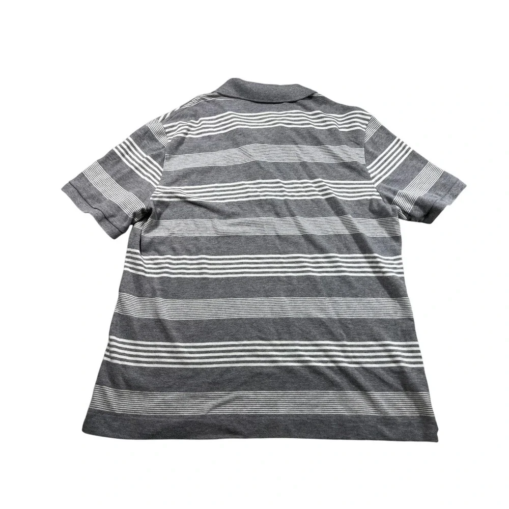 Lacoste Gray White Striped Polo Shirt‎ Men's Size 6 Short Sleeve